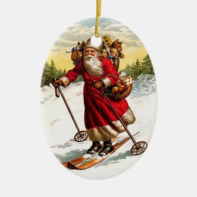 Décoration En Céramique Ski le père noël (Devant)