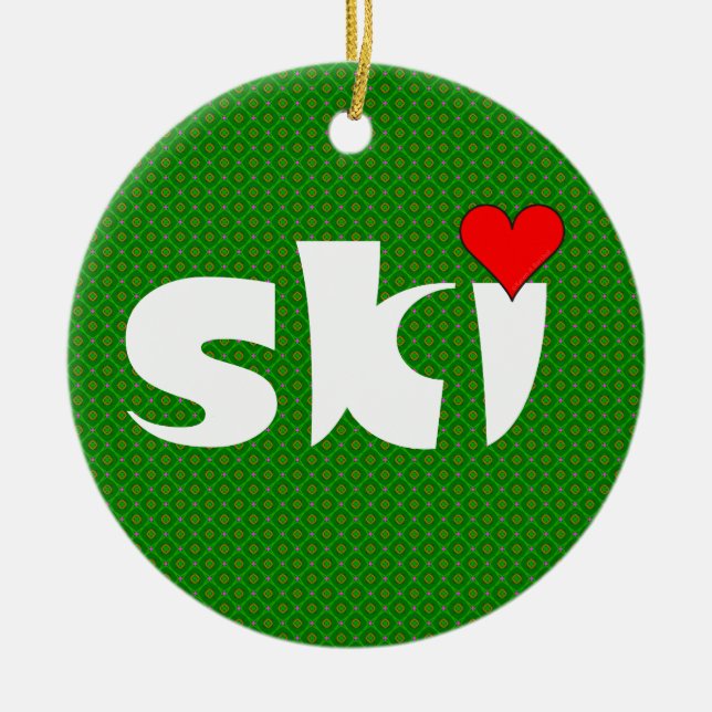 Décoration En Céramique Ski petit coeur (Devant)
