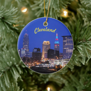 Décoration En Céramique Skyline de nuit Cleveland