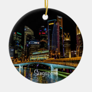 Décoration En Céramique Skyline de Singapour, étiqueté