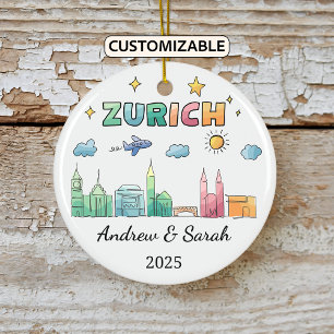 Décoration En Céramique Skyline personnalisé Zurich Ornament, Suisse