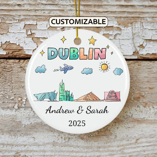 Décoration En Céramique Skyline personnalisée Dublin Ornament, Irlande