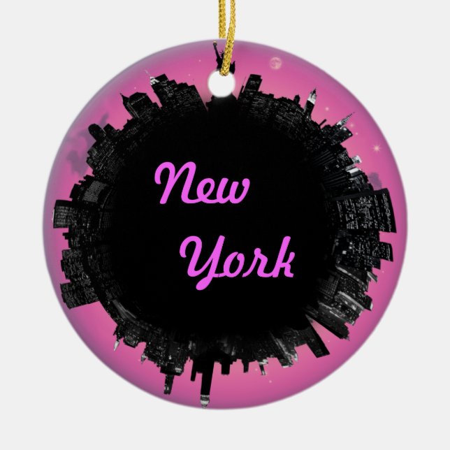 Décoration En Céramique Skyline rose New York (Devant)
