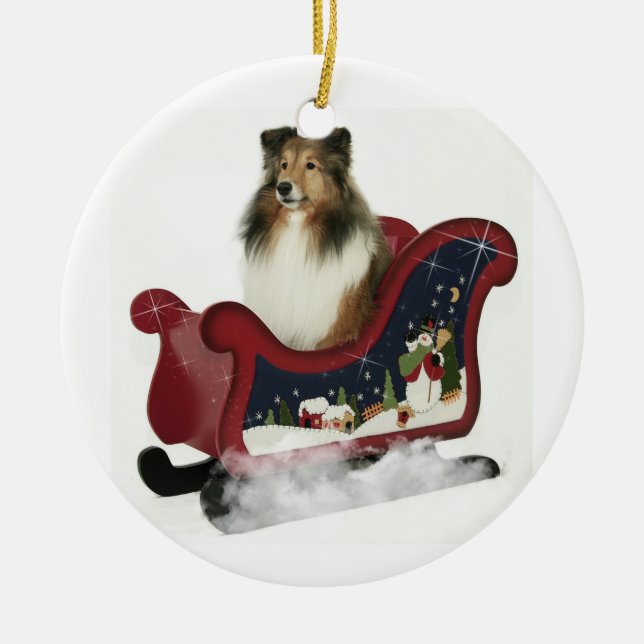 Décoration En Céramique Sleigh Sheltie (Devant)