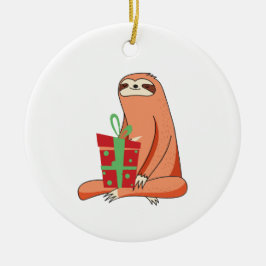 Décoration En Céramique Sloth Present Ornament