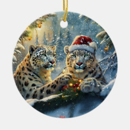 Décoration En Céramique Snow Leopards Holiday Design par Rich AMeN Gill