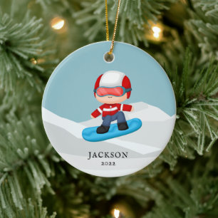 Décoration En Céramique Snowboard Noël personnalisé