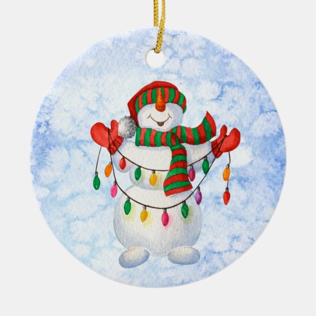Décoration En Céramique snowflacon bonhomme puzzle carte postale (Devant)