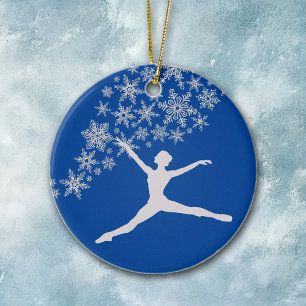 Décoration En Céramique Snowflake Dancer Bleu Personnalisé Noël