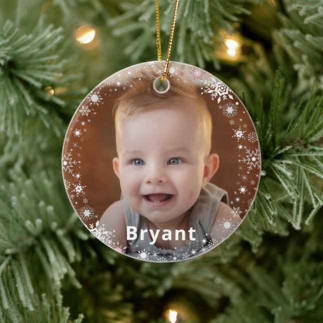Décoration En Céramique Snowflakes Baby Photo Premiers Noël (Arbre)