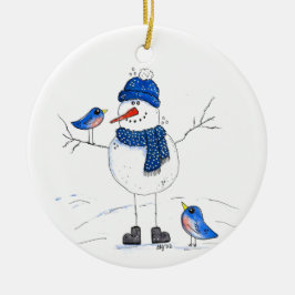 Décoration En Céramique Snowman à longue jambe
