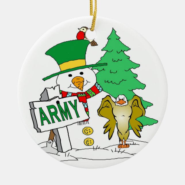 Décoration En Céramique Snowman de l'armée Noël (Devant)