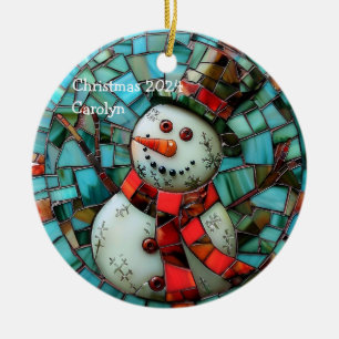 Décoration En Céramique Snowman en verre tendu Personnalisé