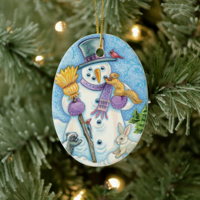 Décoration En Céramique Snowman et amis Noël rétro (Arbre)