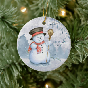 Décoration En Céramique Snowman Winter Personnaliser Année Garder un sak