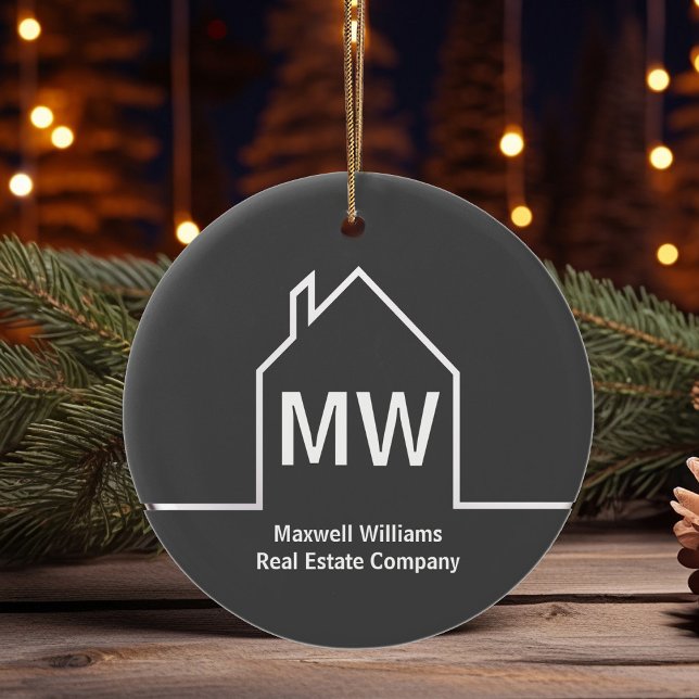 Décoration En Céramique Société immobilière Realtor gris personnalisé (Créateur téléchargé)