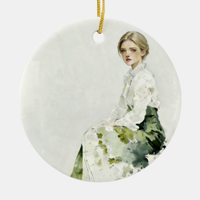 Décoration En Céramique Soft Green Portrait Ornament (Devant)