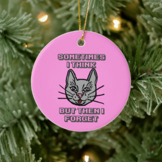 Décoration En Céramique Sometimes I Think But Then I Forget Cat Meme Joke