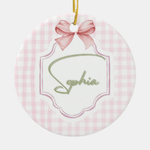 Décoration En Céramique Sophia Personnalisé Pink Bow & En vichy Imprimer