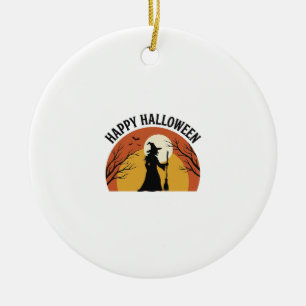 Décoration En Céramique Sorcière Vintage Joyeux Halloween Design de T-Shir