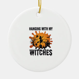Décoration En Céramique Sorcières Pendues Broom de Sorcière Halloween Mais