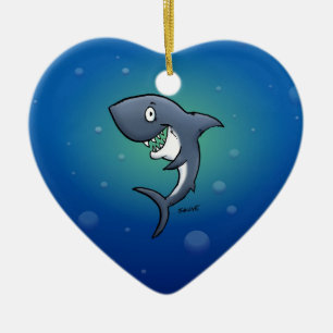 Décoration En Céramique Sourire un requin drôle sur un Arrière - plan bl