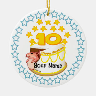 Décoration En Céramique Souris de fête du 10e anniversaire