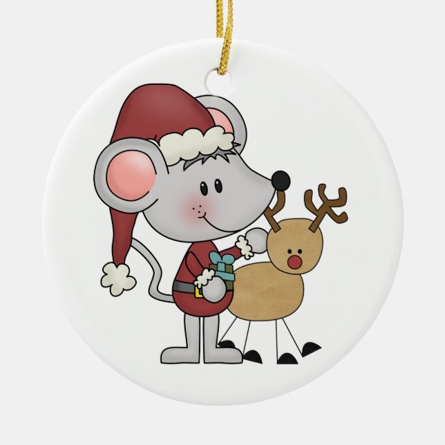 Décoration En Céramique Souris de Noël et (Devant)