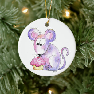 Décoration En Céramique Souris Whimsical mignonne avec Cupcake