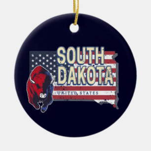 Décoration En Céramique South Dakota États-Unis Retro State Map Vintage