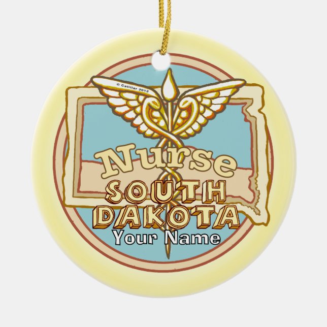 Décoration En Céramique South Dakota Nurse Caduceus  (Devant)