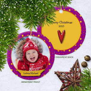 Décoration En Céramique Souvenirs de Noël commémoratifs ・ Coeurs et étoile