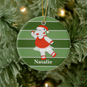 Décoration En Céramique Spécial Noël de l'Hippopotame Ballerine