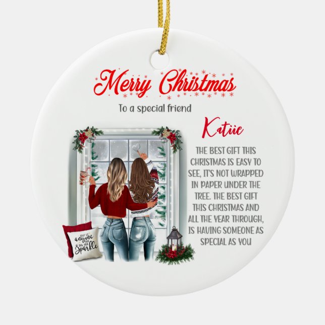 Décoration En Céramique Spécial personnalisé meilleur ami Noël (Devant)