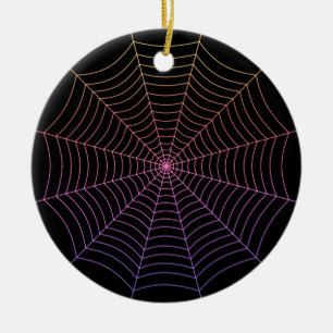Décoration En Céramique Spider web noir violet orange motif Halloween