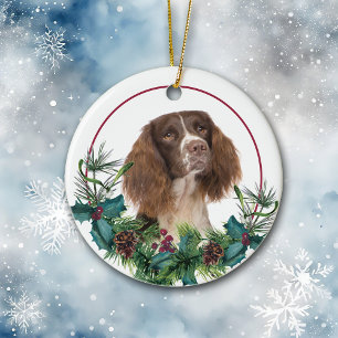 Décoration En Céramique Springer Spaniel Chien Wreath À feuillage persista