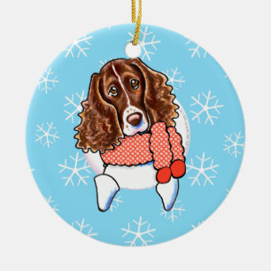 Décoration En Céramique Springer Spaniel laissez-le neiger