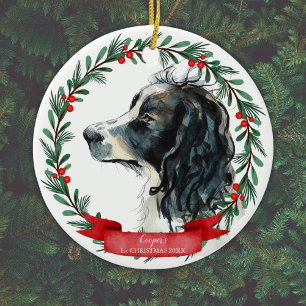 Décoration En Céramique Springer Spaniel Premier Monogramme De Noël Nom Yr