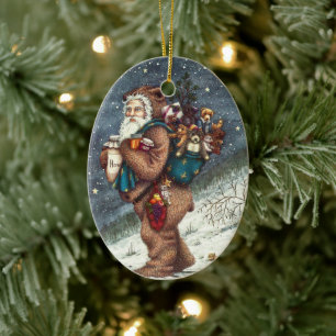 DÉCORATION EN CÉRAMIQUE ST. NICK DANS LA COUVERTURE TEDDY BEAR, NOËL TEDDI