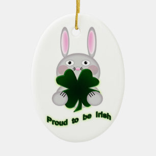 Décoration En Céramique St. Patricks Bunny Fier d'être Shamrock irlandais