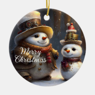 Décoration En Céramique Steampunk Christmas Snowmen
