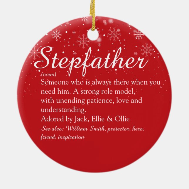 Décoration En Céramique Stepfather Stepdad Définition Photo Noël (Dos)