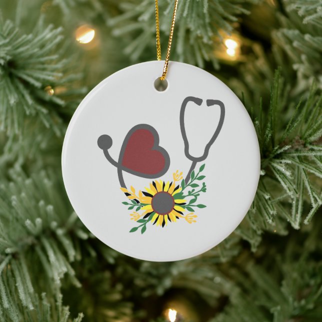 Décoration En Céramique Stethoscope du coeur des fleurs (Arbre)