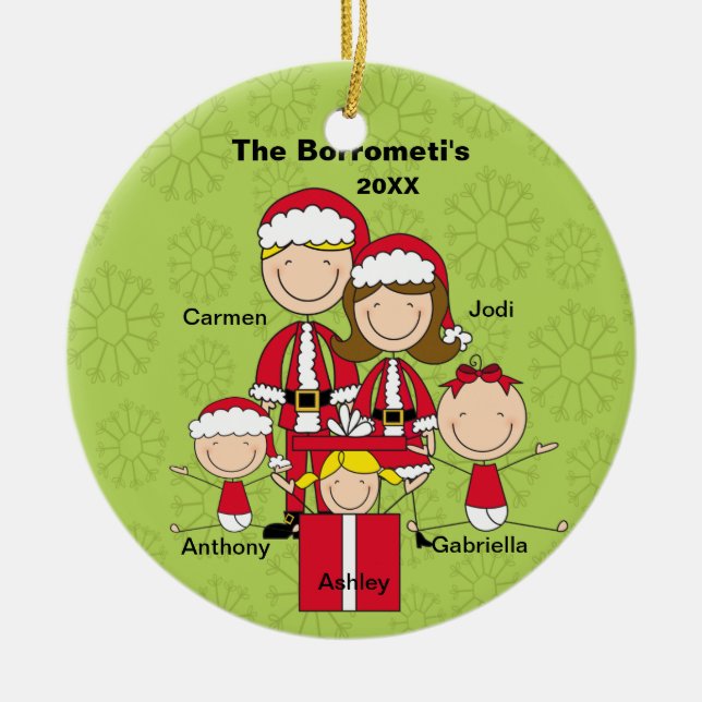 Décoration En Céramique Stick Family of 5 Christmas (Devant)