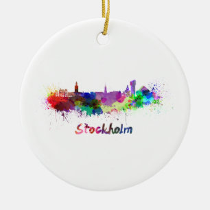 Décoration En Céramique Stockholm skyline in watercolor