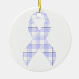 Décoration En Céramique Stomach Cancer Awareness Plaid Periwinkle Ribbon