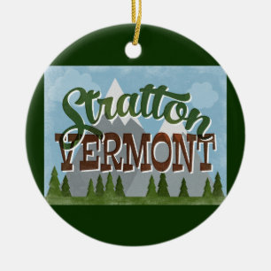 Décoration En Céramique Stratton Vermont Fun Retro Snowy Mountains