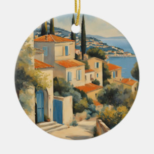 Décoration En Céramique Style vintage Côte d'Azur Aquarelle Voyage Françai
