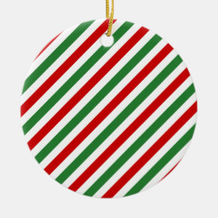 Décoration En Céramique Sucre de canne Noël rayures Rouge Vert