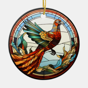 Décoration En Céramique Sucré Verre Trait Golden Pheasant